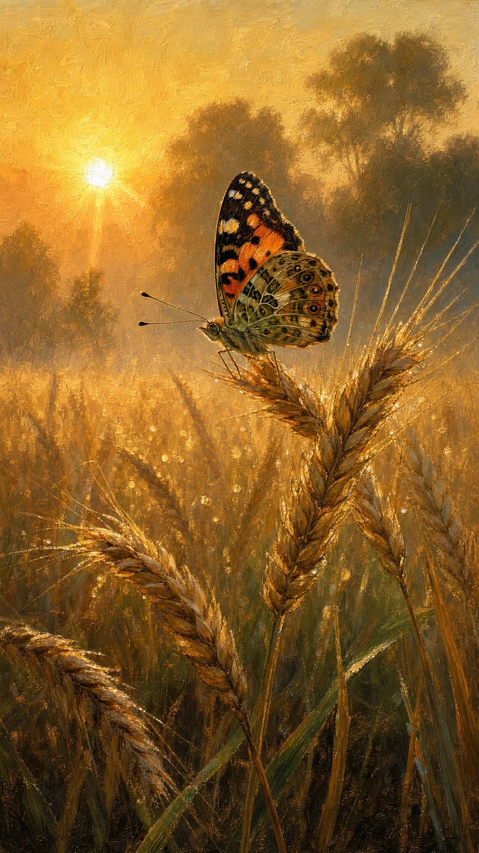 Butterfly Golden Hour Painting — example output