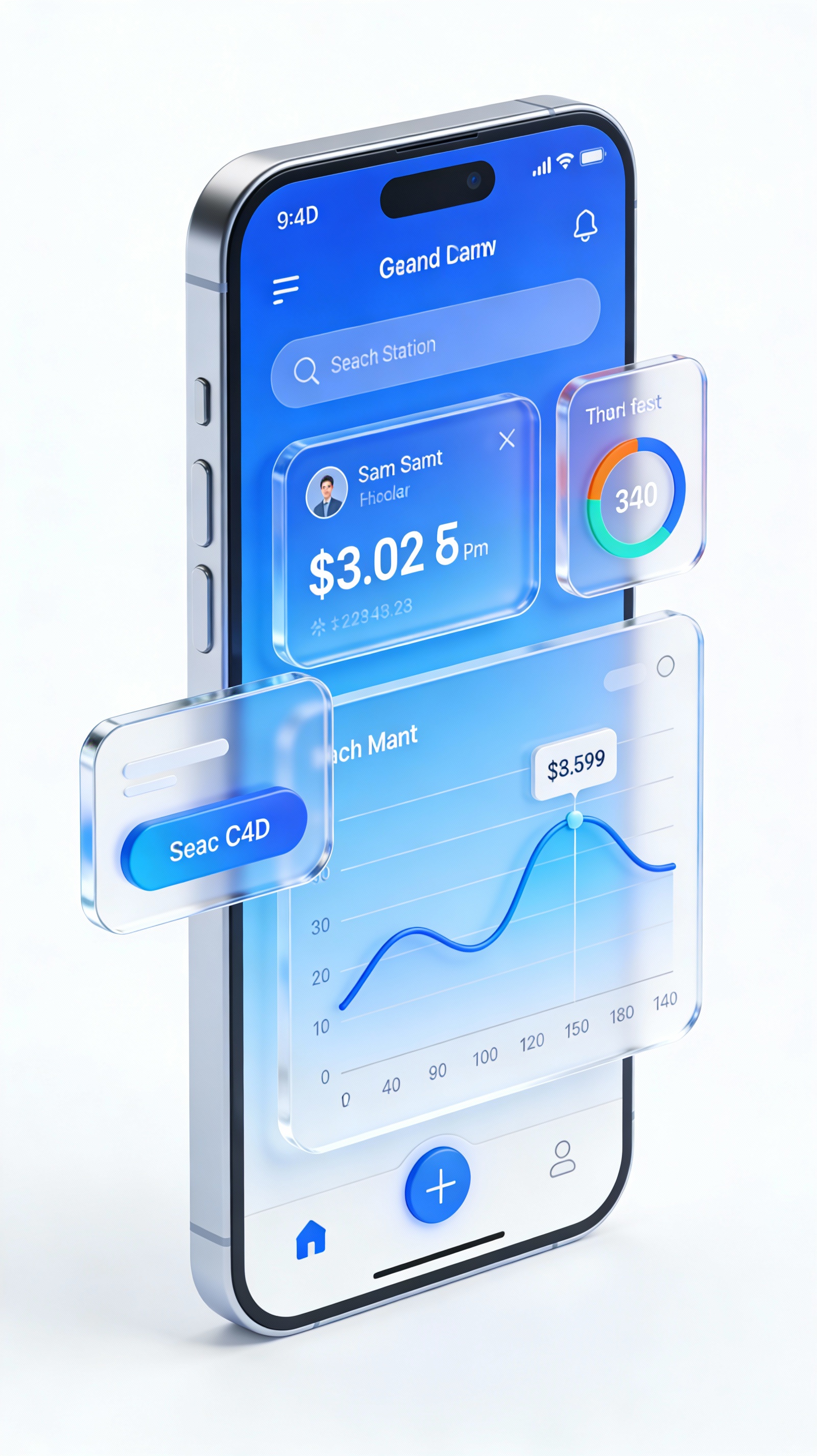 C4D-Style Finance App UI (Variant) — example output