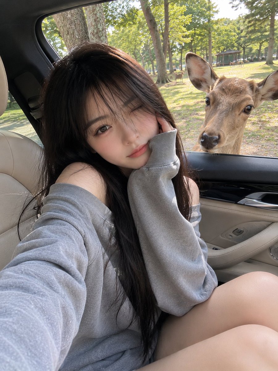 Candid Mobile Travel Snapshot with Deer — example output