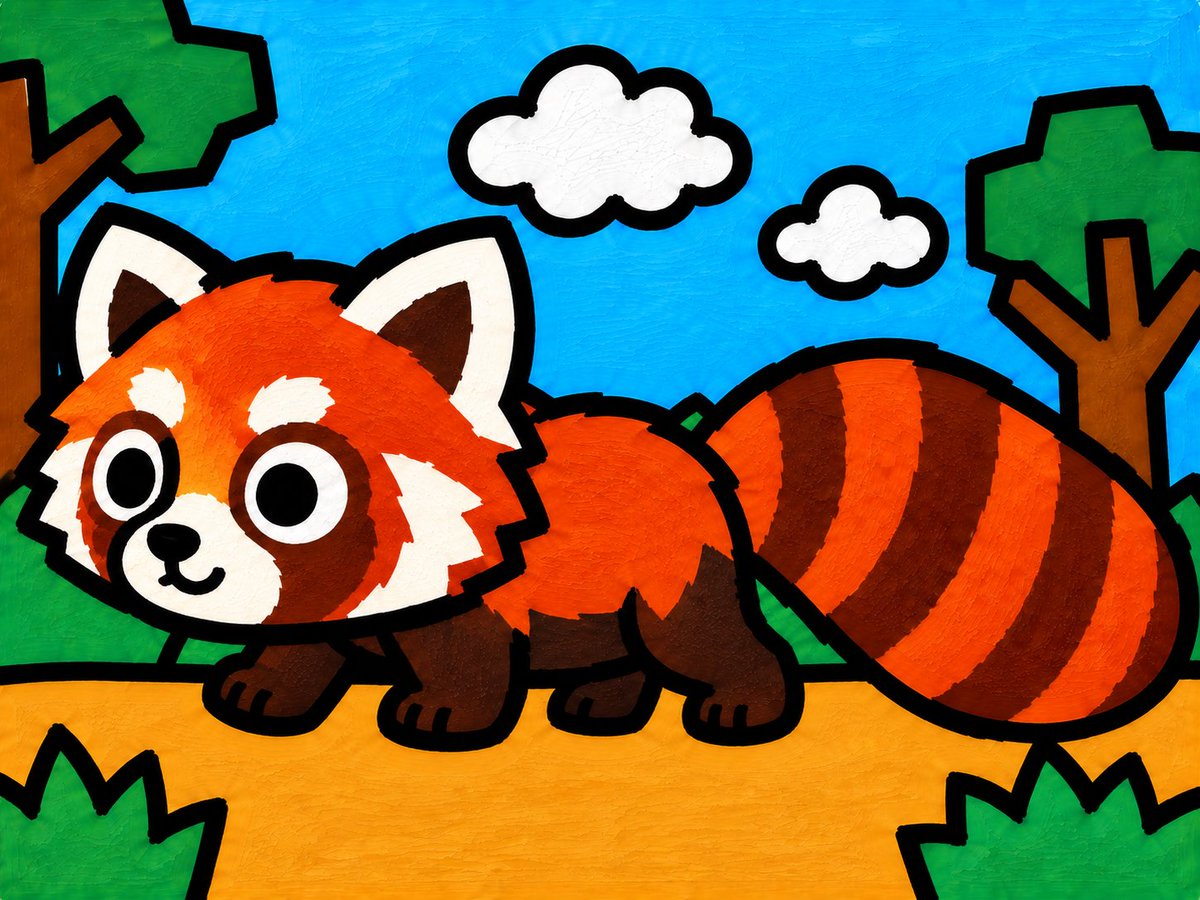 Cartoon Red Panda Forest Illustration — example output