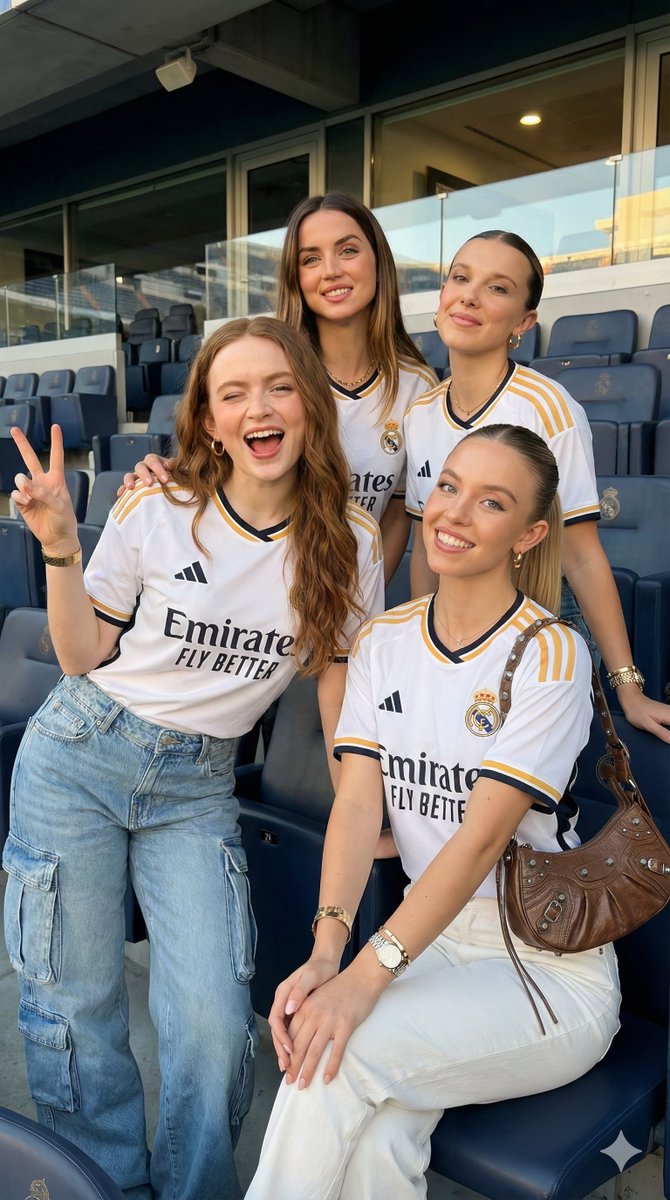 Celebrity Group Portrait in Real Madrid Jerseys — example output