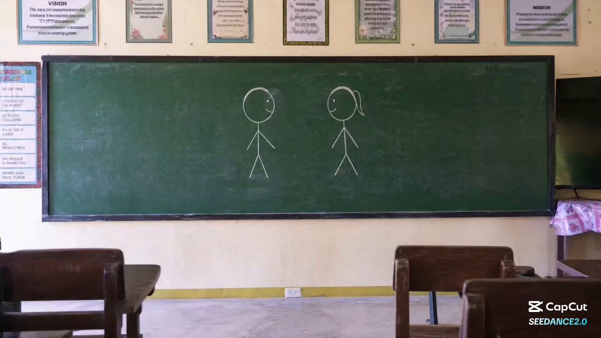Chalkboard Stick Figure Karate Fight — example output