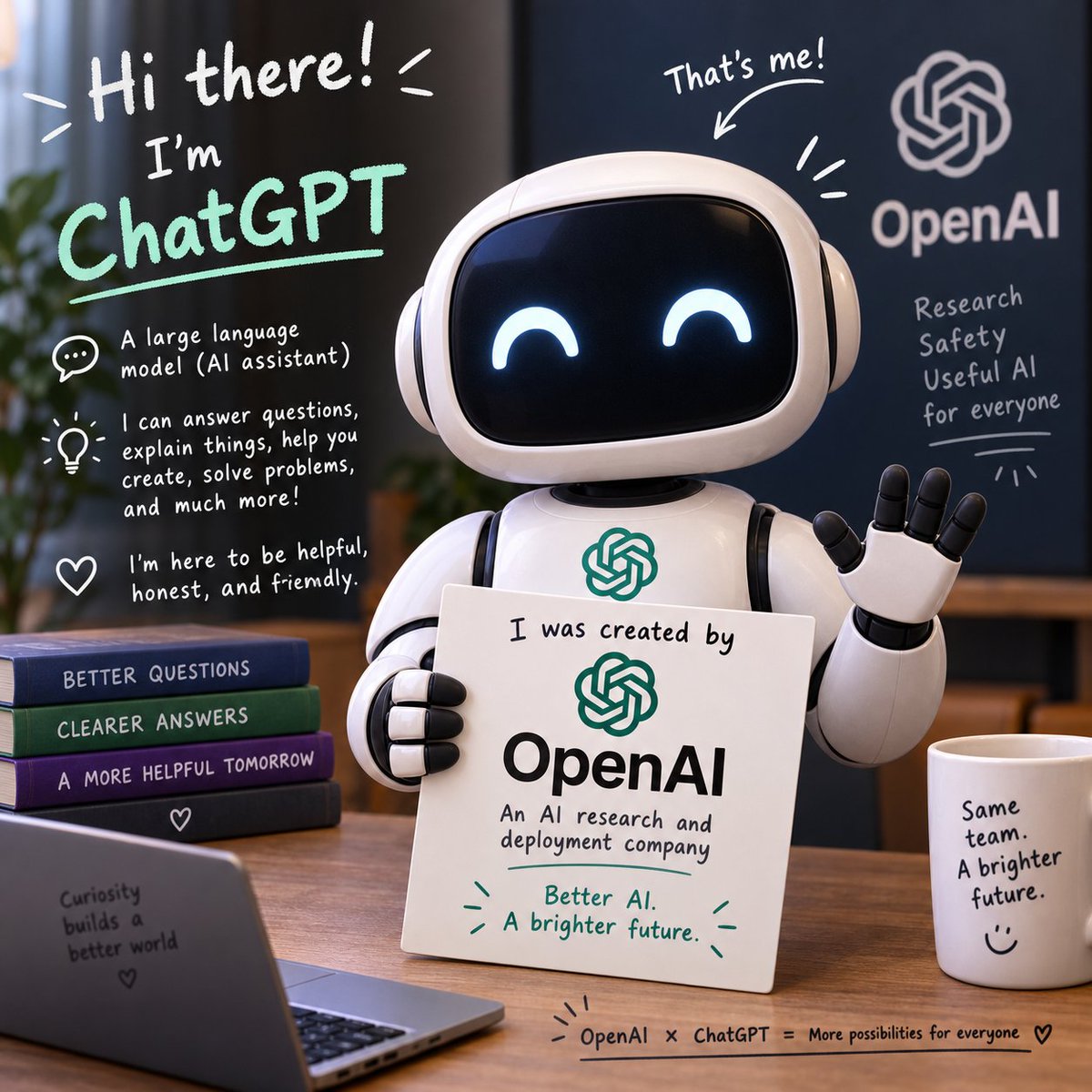 Friendly ChatGPT Robot Office Scene — example output