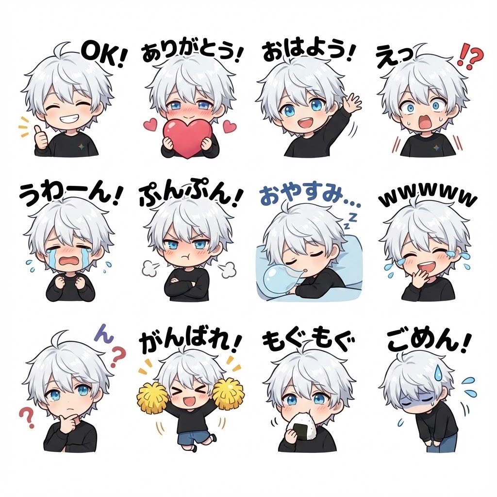 Chibi character LINE stickers set — example output