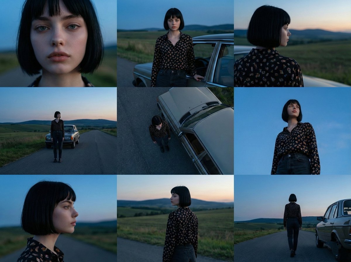 Cinematic 3x3 Grid Photo Series — example output