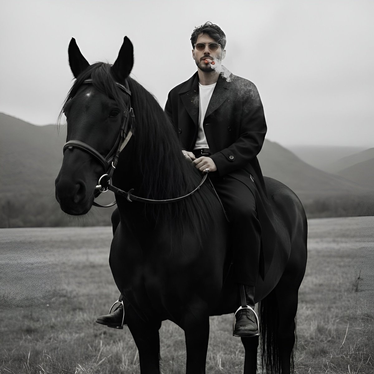 Cinematic Black and White Portrait Prompt of Man with… — example output