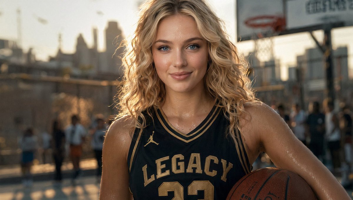 Cinematic Portrait of a Blonde Athlete — example output