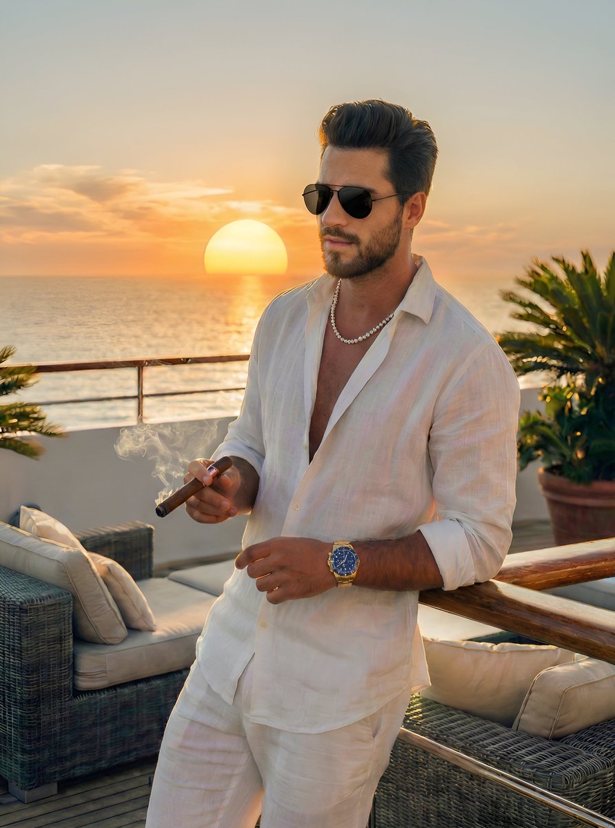 Cinematic Golden Hour Portrait on a Luxury Yacht — example output