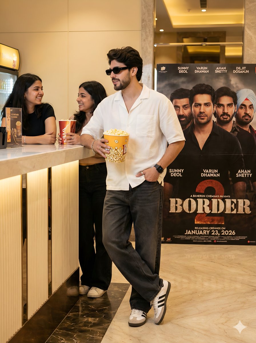 Cinematic Portrait in a Luxury Cinema Lobby — example output