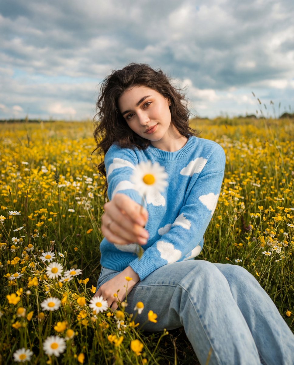 Cinematic Portrait in a Wildflower Field — example output
