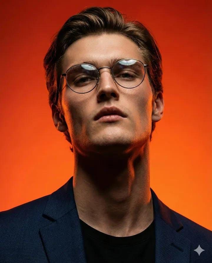 Cinematic Studio Portrait of an Intellectual Man — example output