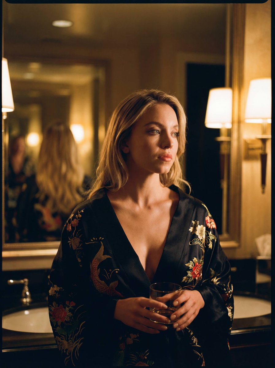Cinematic Tokyo Hotel Portrait Prompt (Sydney Sweeney… — example output