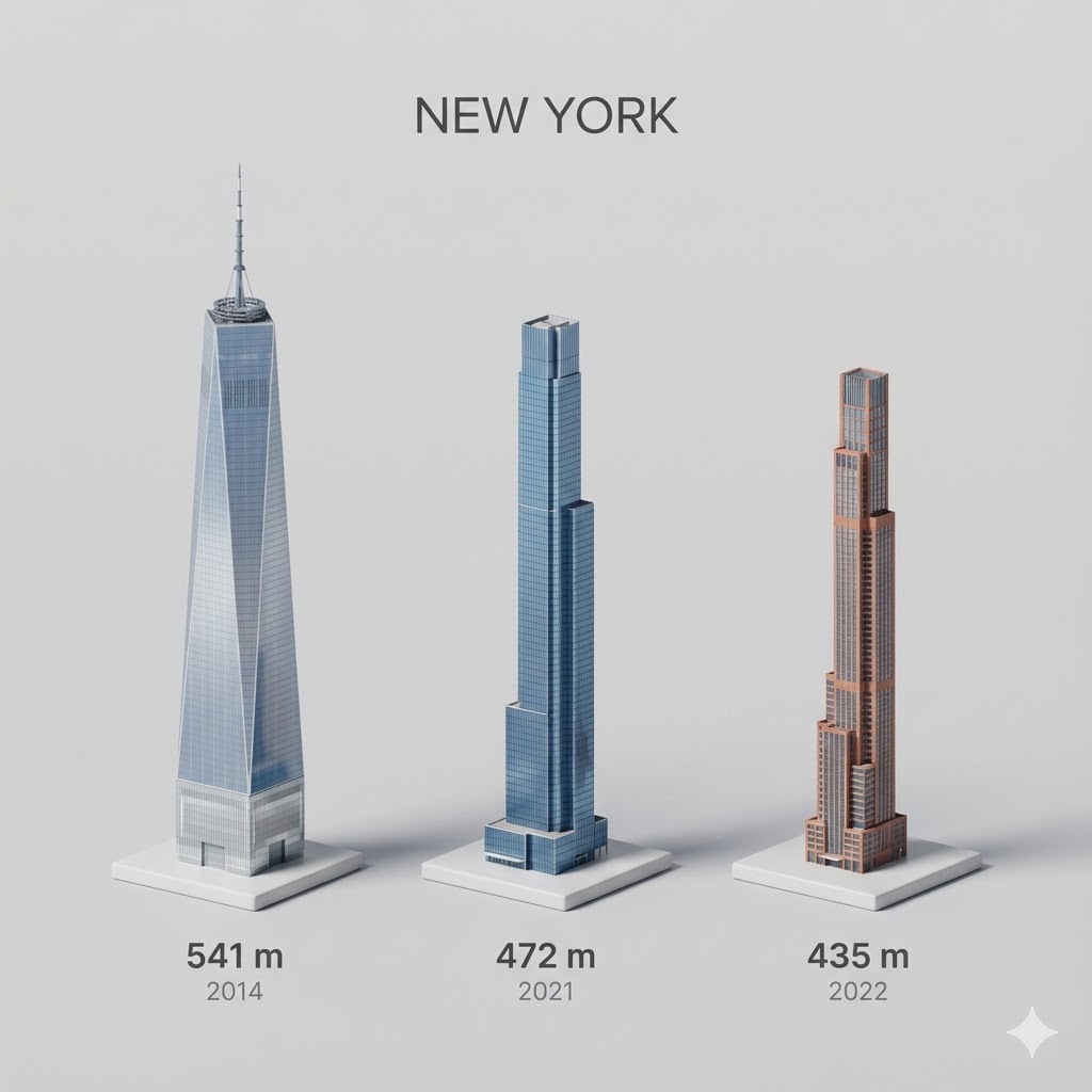 City tallest buildings 3D cartoon showcase prompt — example output