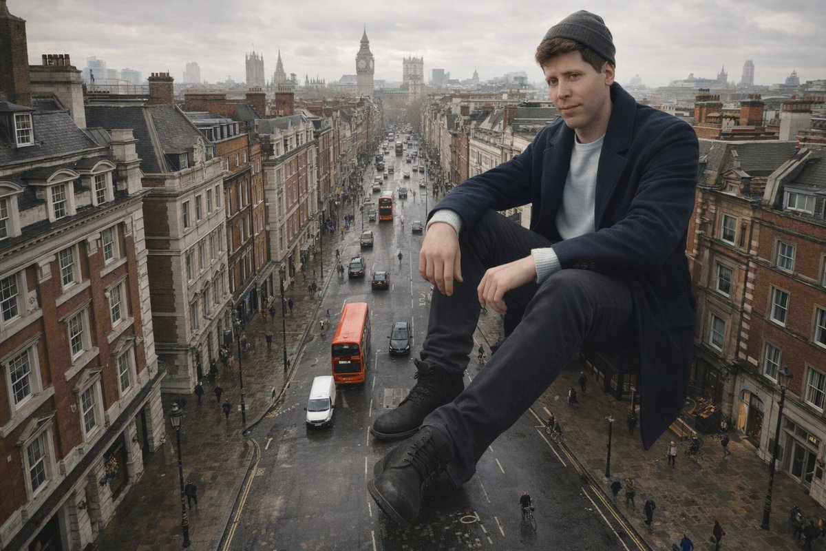 Colossal Man Seated in London Street Prompt — example output