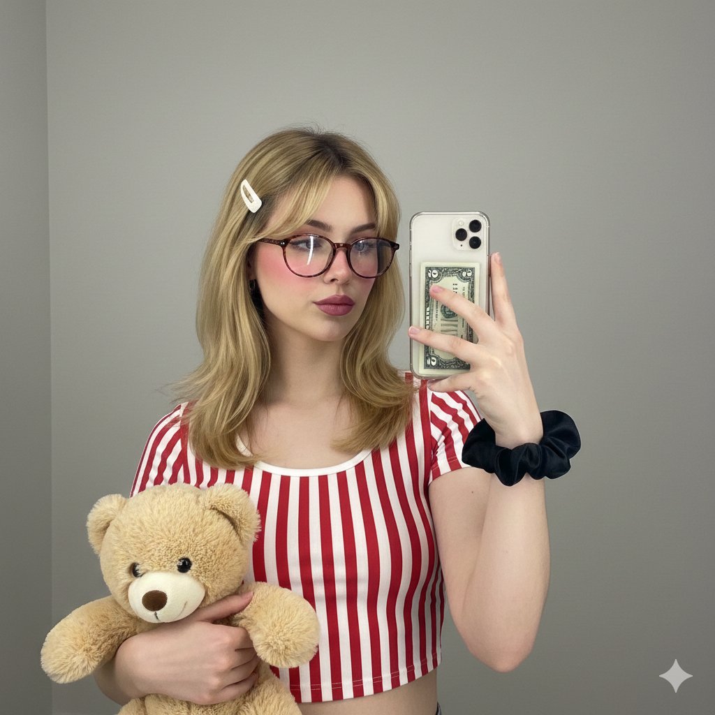 Coquette Aesthetic Mirror Selfie — example output