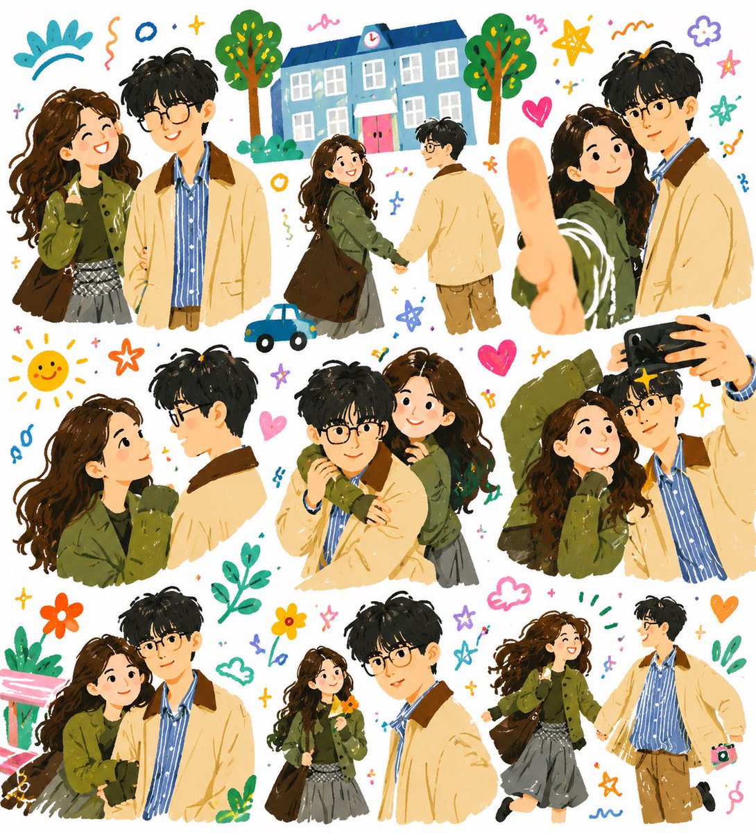 Whimsical Couple Diary Collage — example output