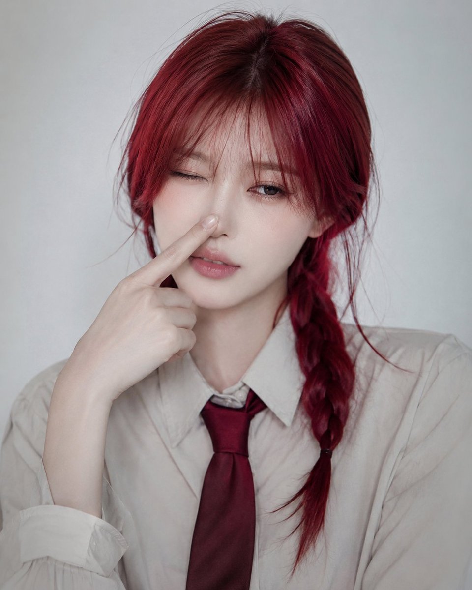 Crimson Braid Japanese Office Style Portrait โ example output
