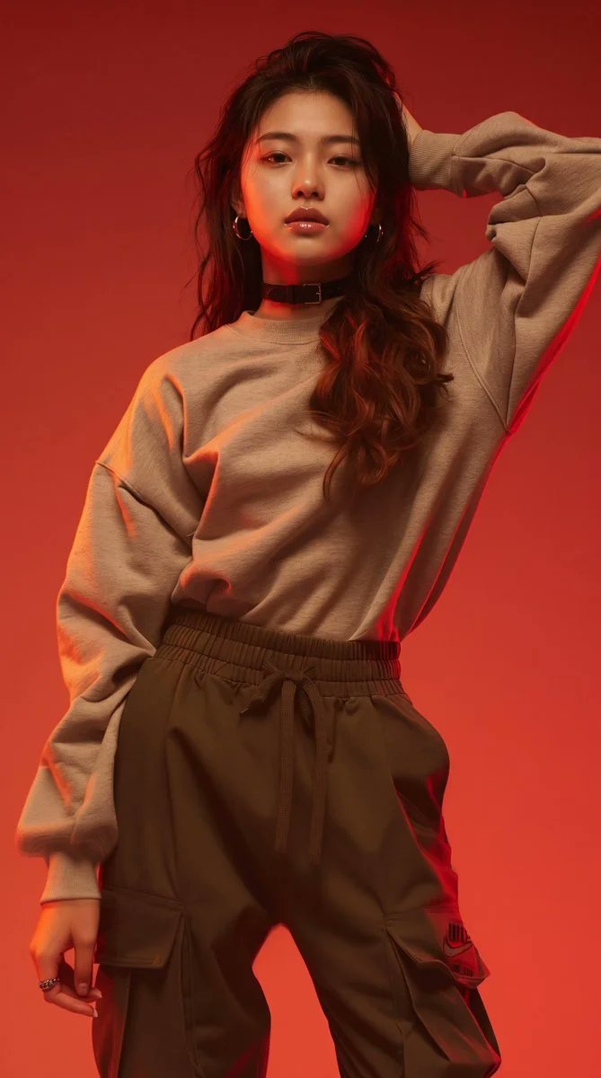 East Asian Lookbook Crimson Studio Portrait — example output