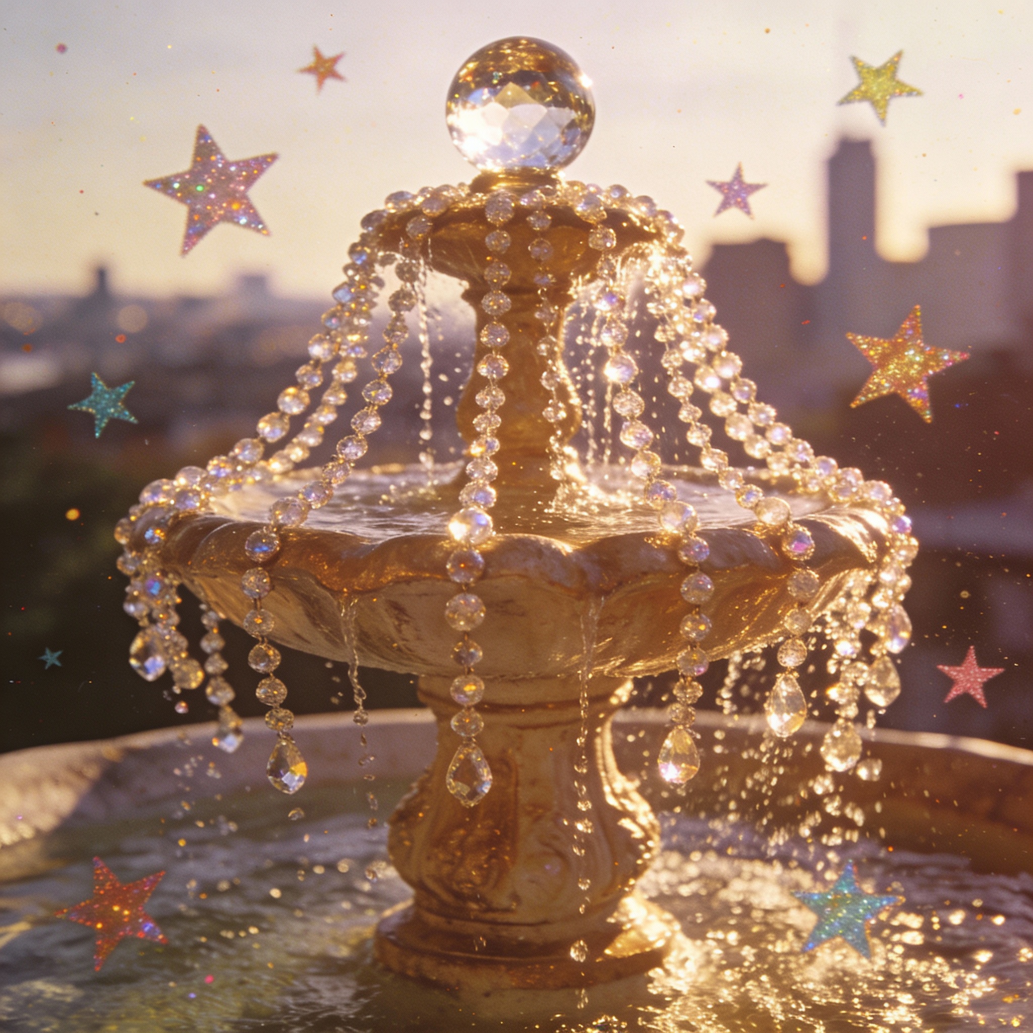 Crystal Fountain with Stars — example output