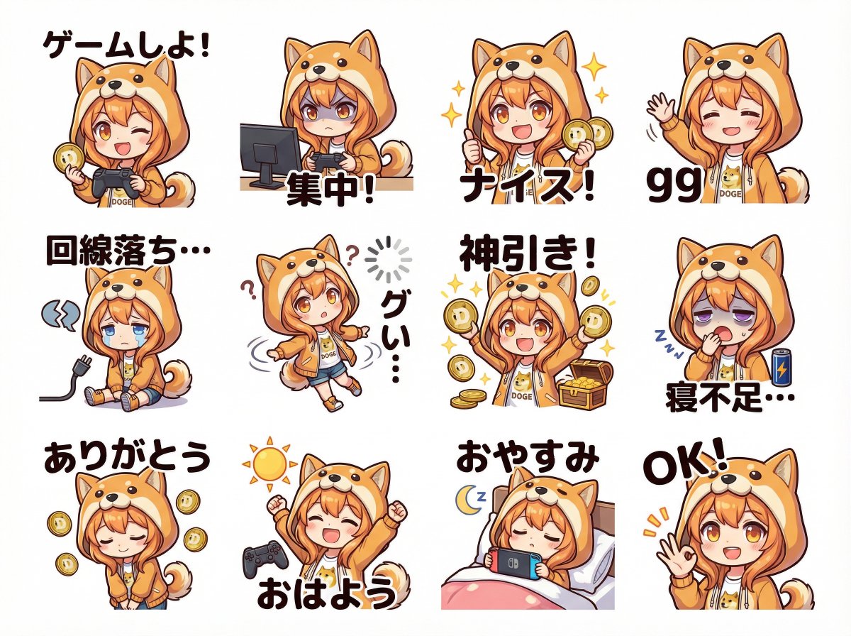 Cute Shima-enaga LINE sticker set — example output