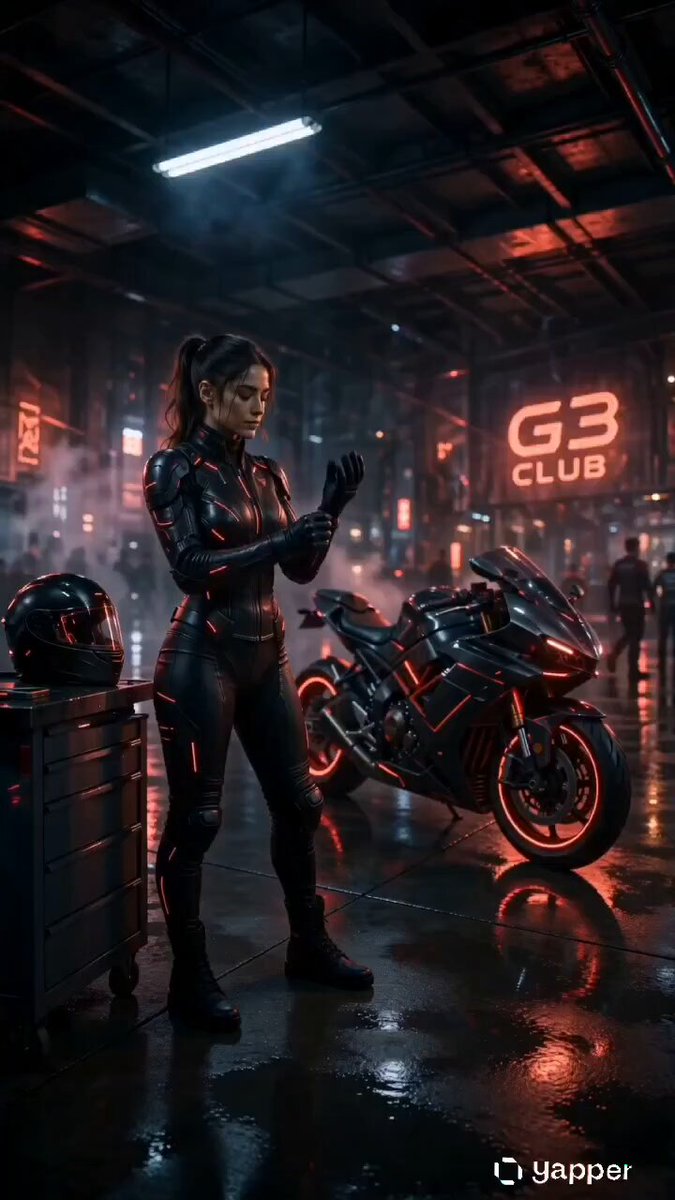 Cyberpunk Neon Motorcycle Action — example output
