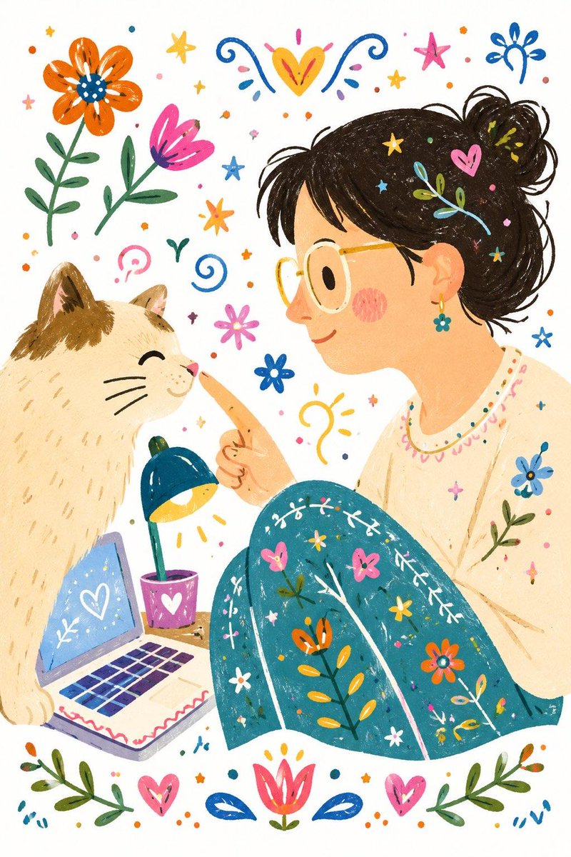 Decorative folk flat illustration — example output