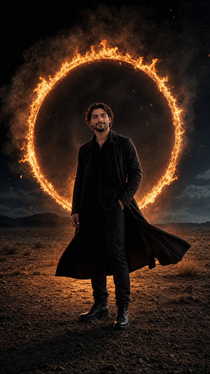 Cinematic Desert Ring of Fire Album Cover — example output