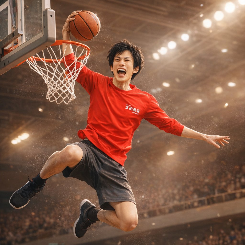 Dynamic Basketball Dunk Photo — example output
