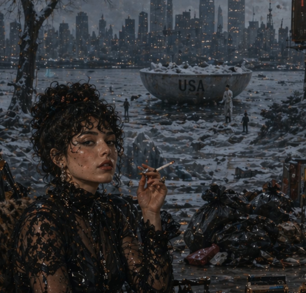 Dystopian Woman by Frozen Waterfront — example output