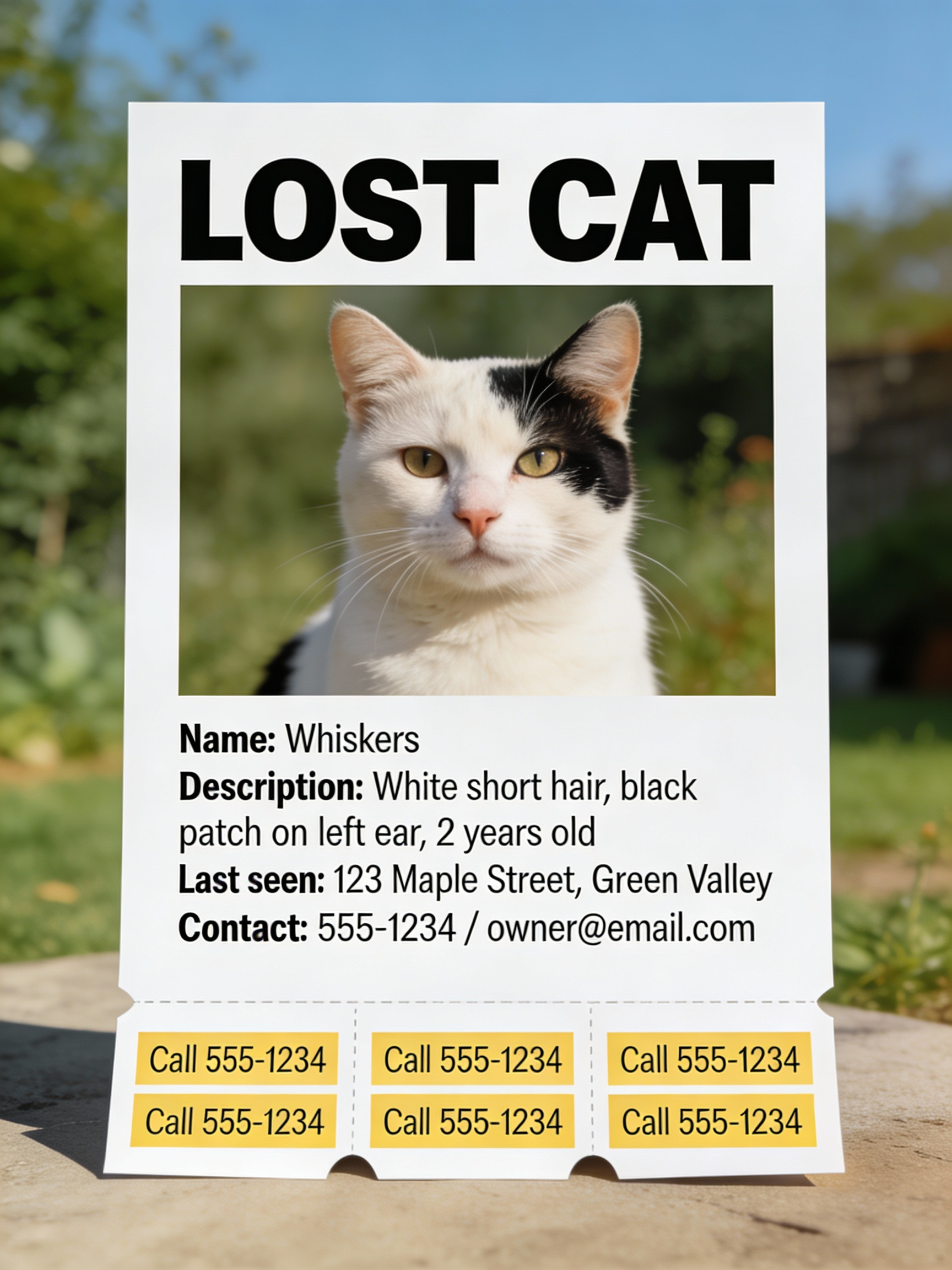 Effective 'Lost Cat' Flyer — example output