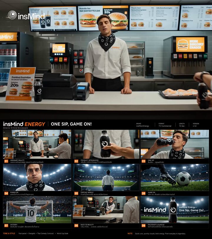Energy Drink Commercial Storyboard Video — example output