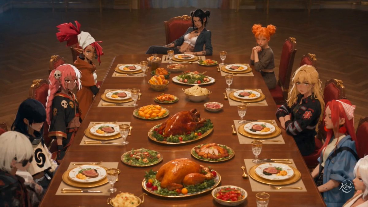 Big Family Dinner Cinematic Scene — example output