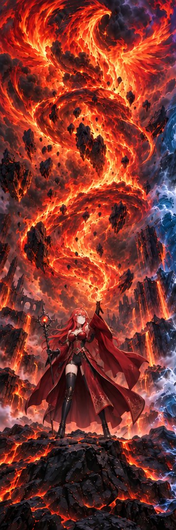 Fire Demon Queen Vertical Fantasy Art — example output