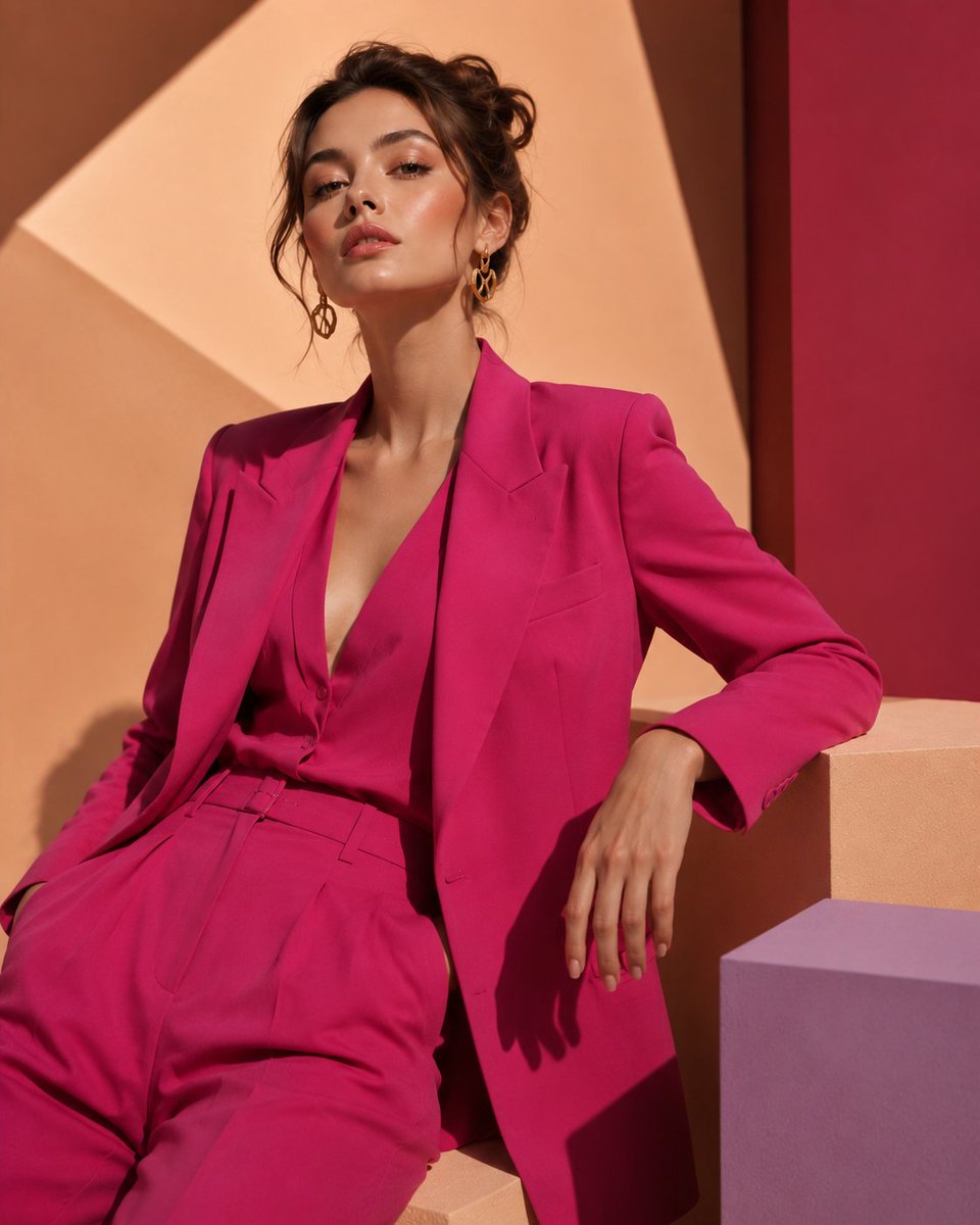 Fuchsia Power Suit Fashion Editorial — example output