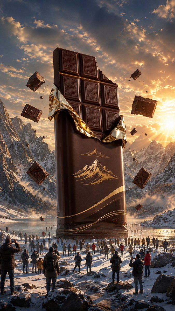 Giant Chocolate Bar Surreal Advertisement — example output