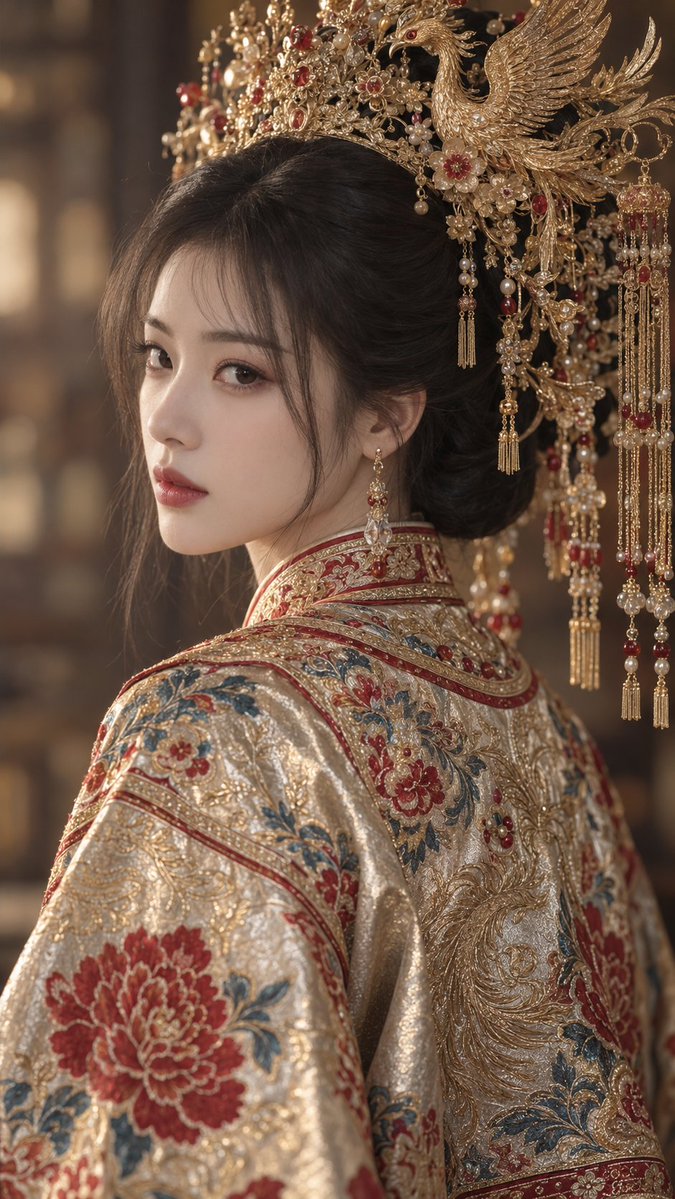 Golden Phoenix Crown Guofeng Portrait — example output