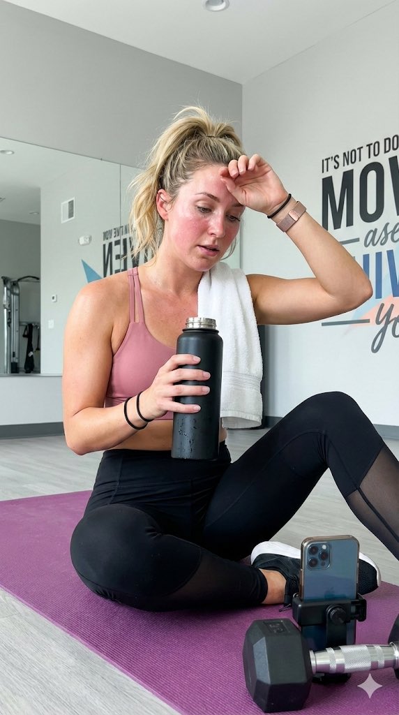 Gym selfie portrait of woman on yoga mat for Nano Banana Pro — example output