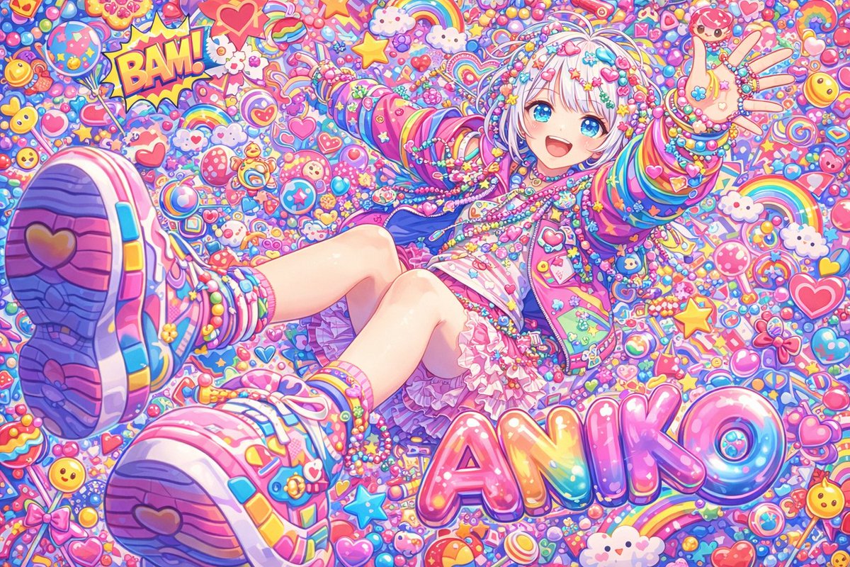 Harajuku Decora Pop Art Poster of Aniko (Detailed) — example output