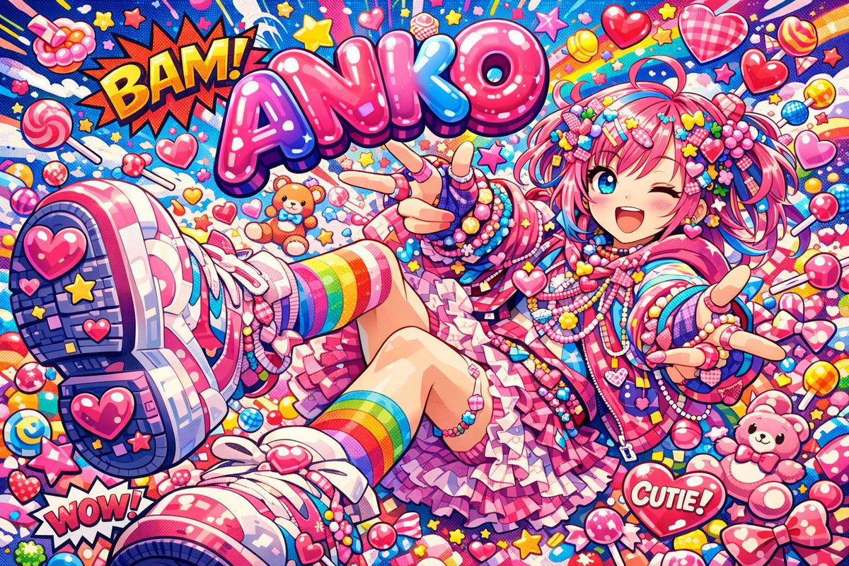Harajuku Decora Pop Art Poster of Aniko — example output