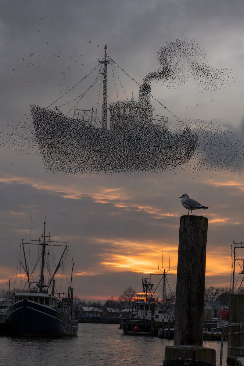 Harbor Murmuration Silhouette — example output