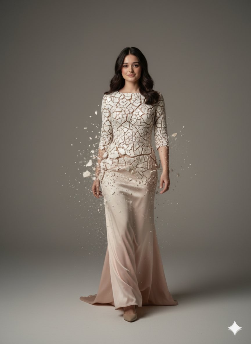 High-Fashion Porcelain Transformation Portrait — example output