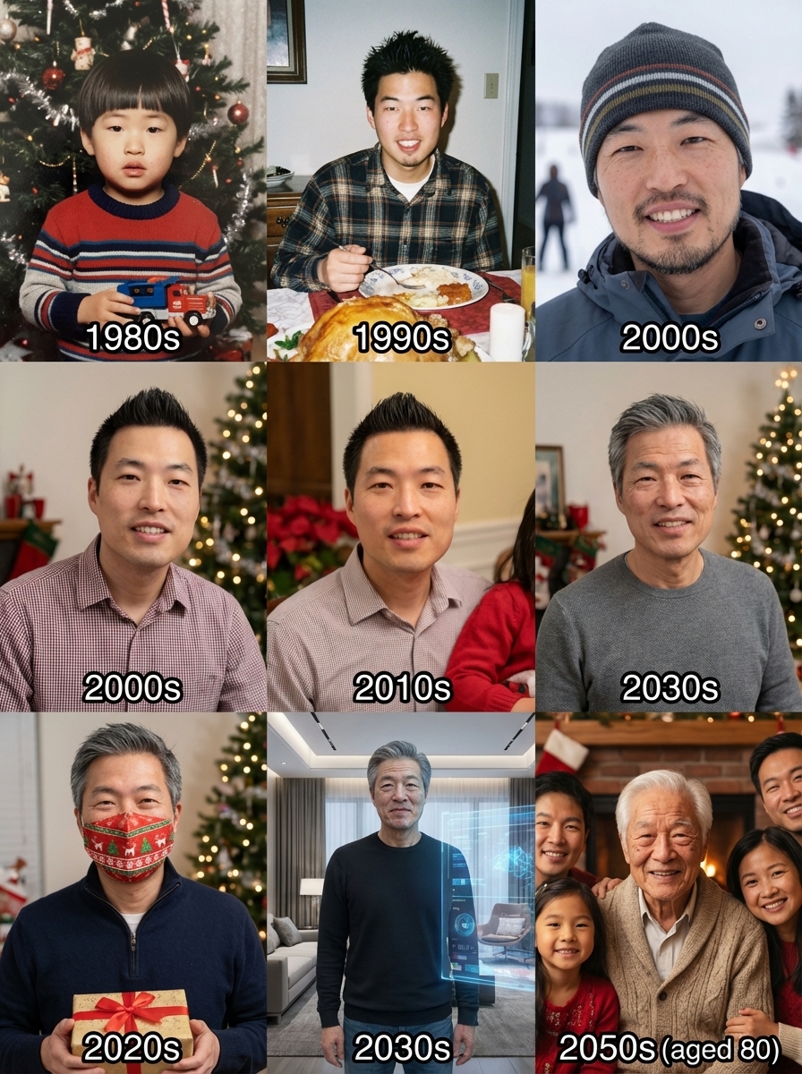 Holiday photos across a lifetime — example output
