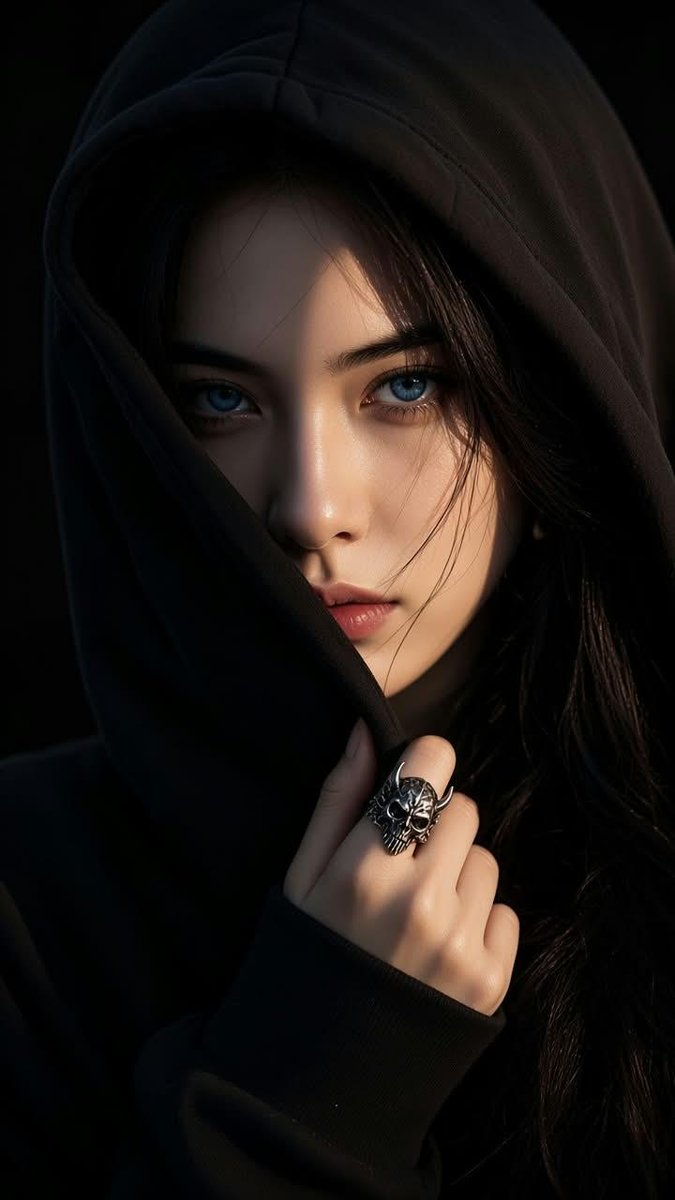 Shadowed Hooded Portrait — example output
