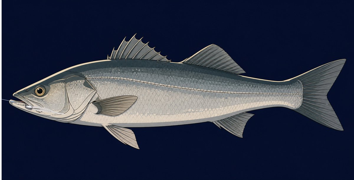 Hooked Sea Bass Setting Art — example output