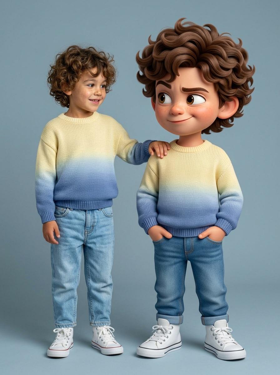 Human and Pixar Character Duplication Prompt — example output