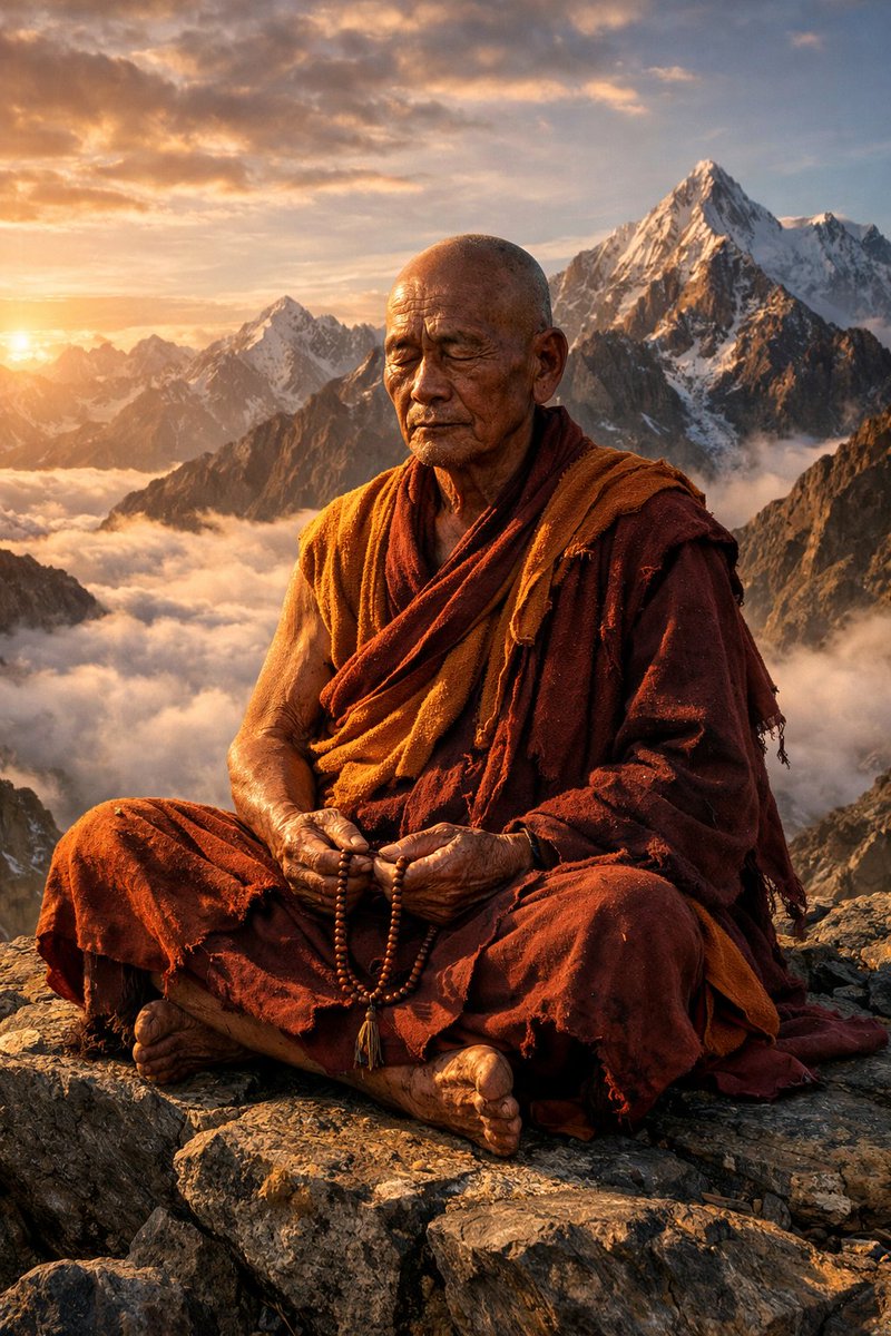 Hyper-Realistic Buddhist Monk Meditation Scene — example output