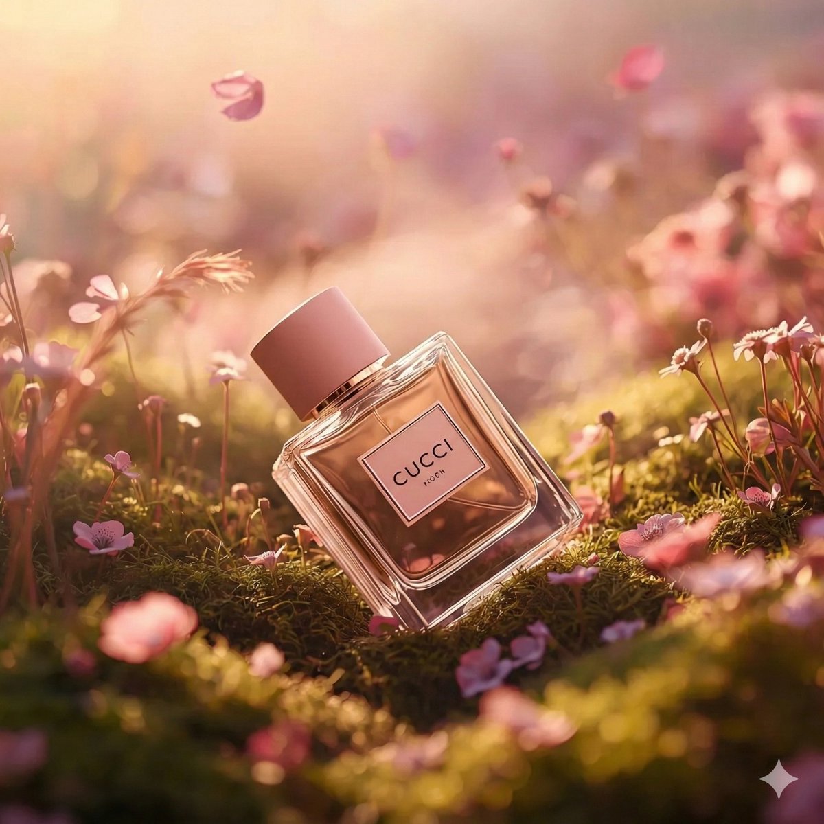 Hyper-realistic luxury perfume product shot in fantasy… — example output
