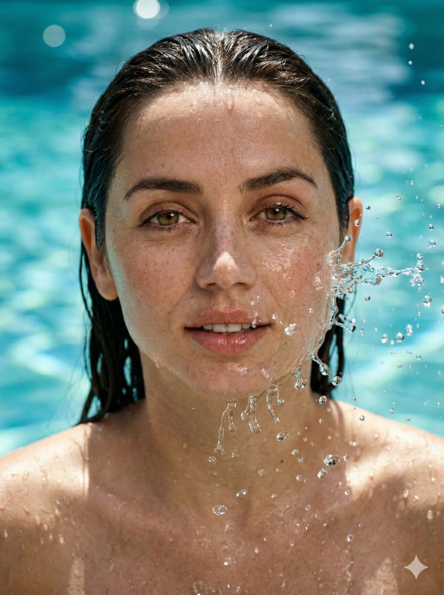Hyper-Realistic Portrait of Sydney Sweeney in Water Splash — example output