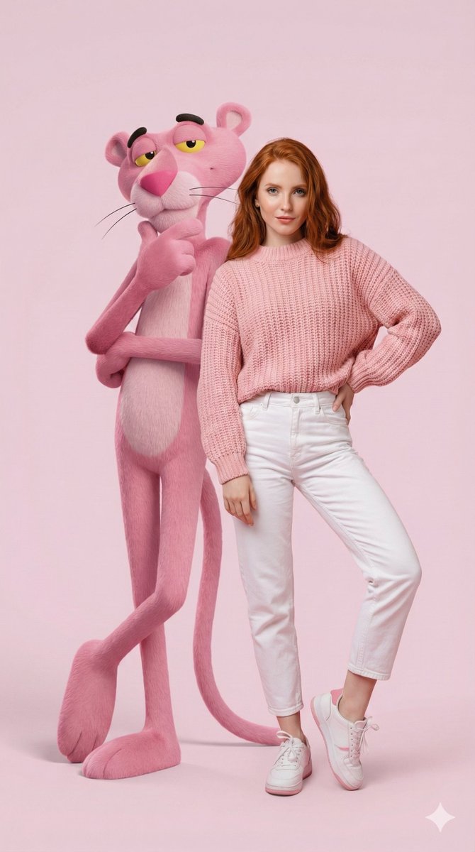 Hyper-Realistic Portrait with Giant Pink Panther — example output