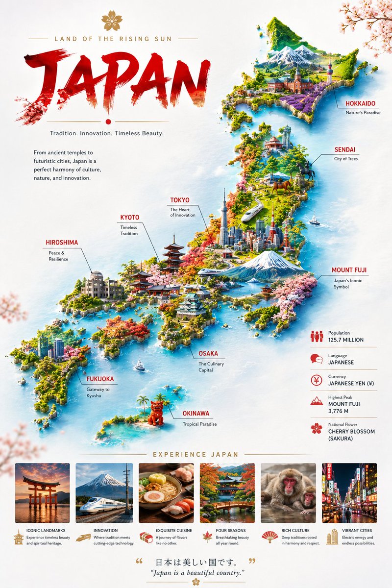 Japan Illustrated Travel Poster — example output